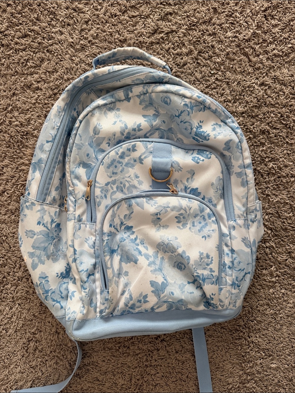 Pottery barn teen large loveshackfancy blue white floral backpack